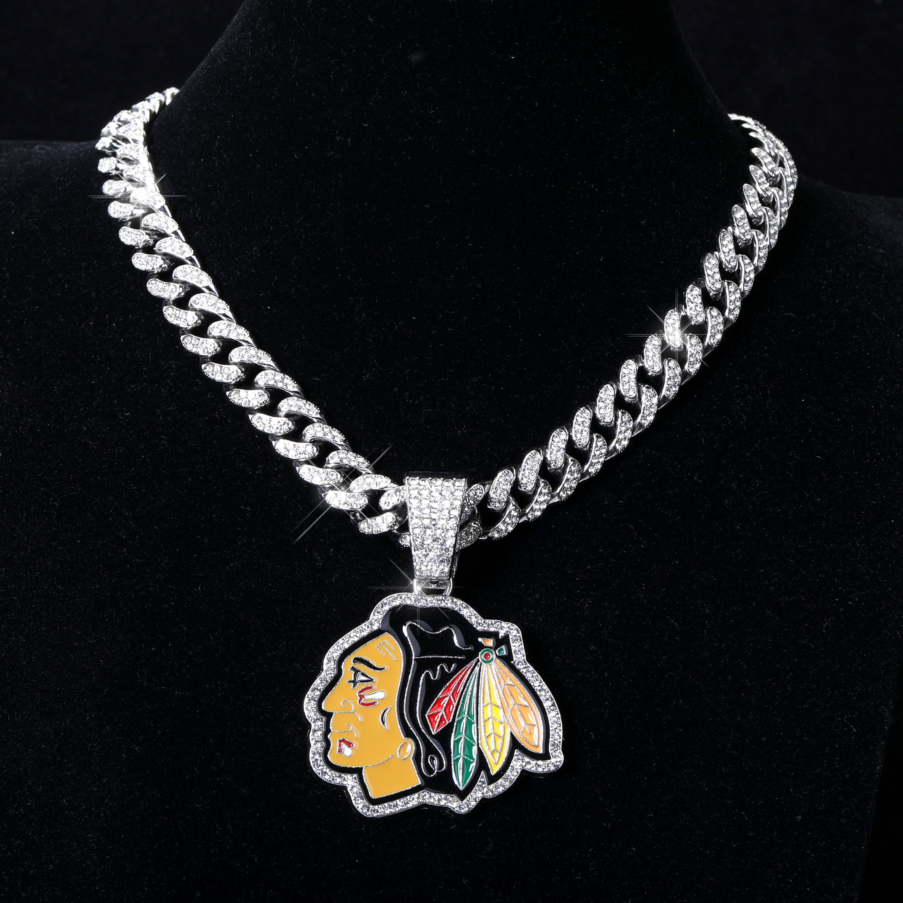 2024 NHL Sports Chicago Black Hawks Dripping Oil Pendant Necklace Ice Hockey Pendant Team Fans Wearing Jewelry for Gift