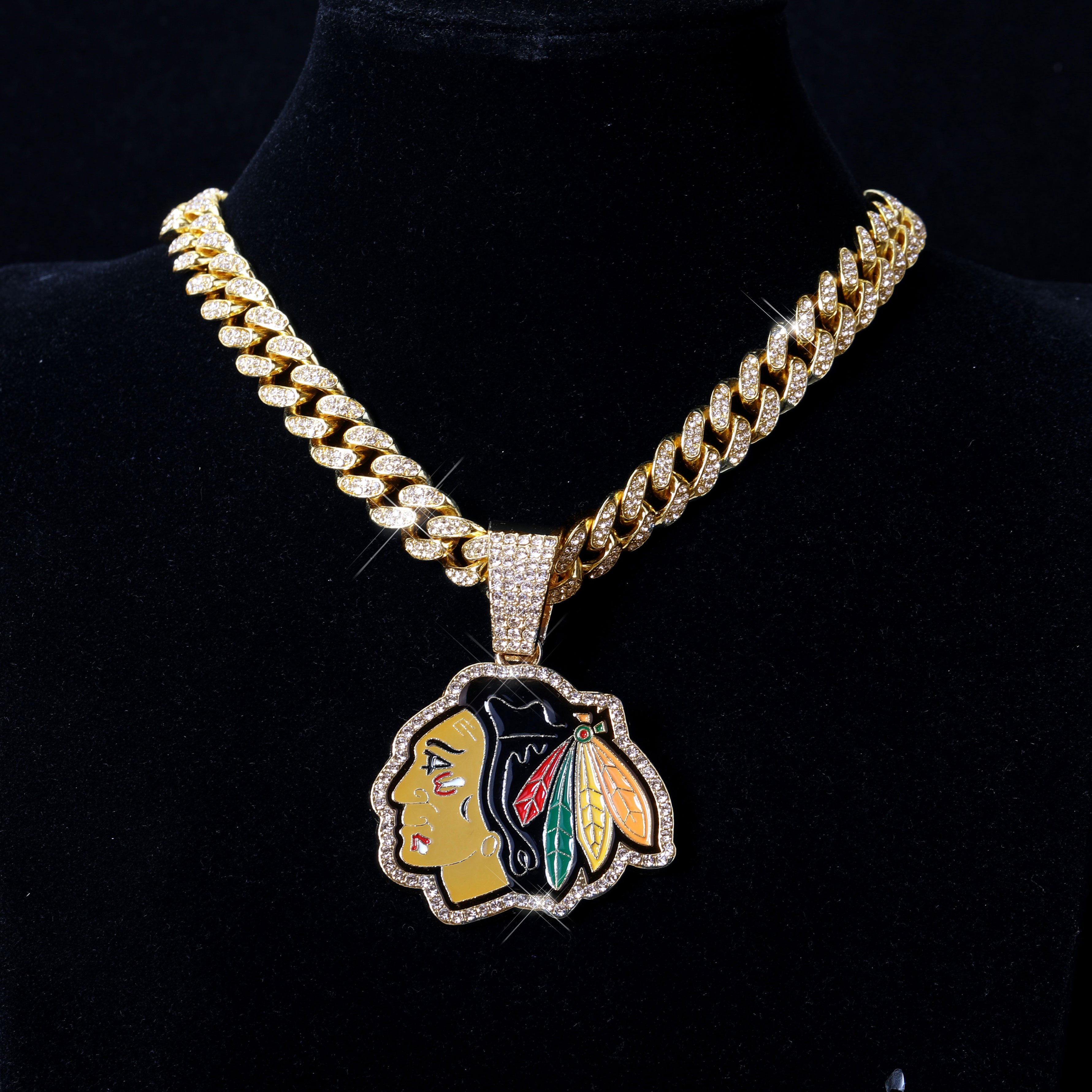 2024 NHL Sports Chicago Black Hawks Dripping Oil Pendant Necklace Ice Hockey Pendant Team Fans Wearing Jewelry for Gift