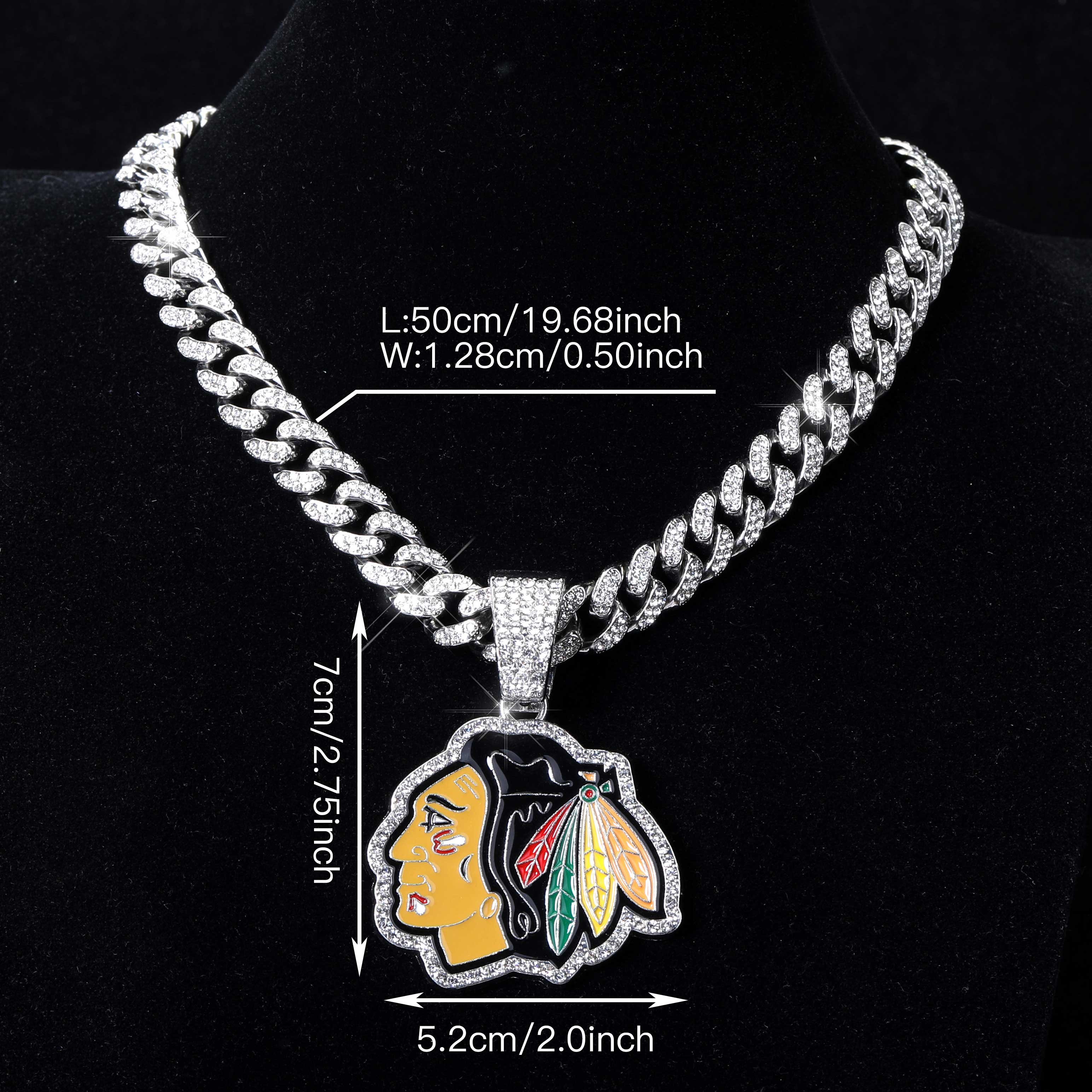 2024 NHL Sports Chicago Black Hawks Dripping Oil Pendant Necklace Ice Hockey Pendant Team Fans Wearing Jewelry for Gift