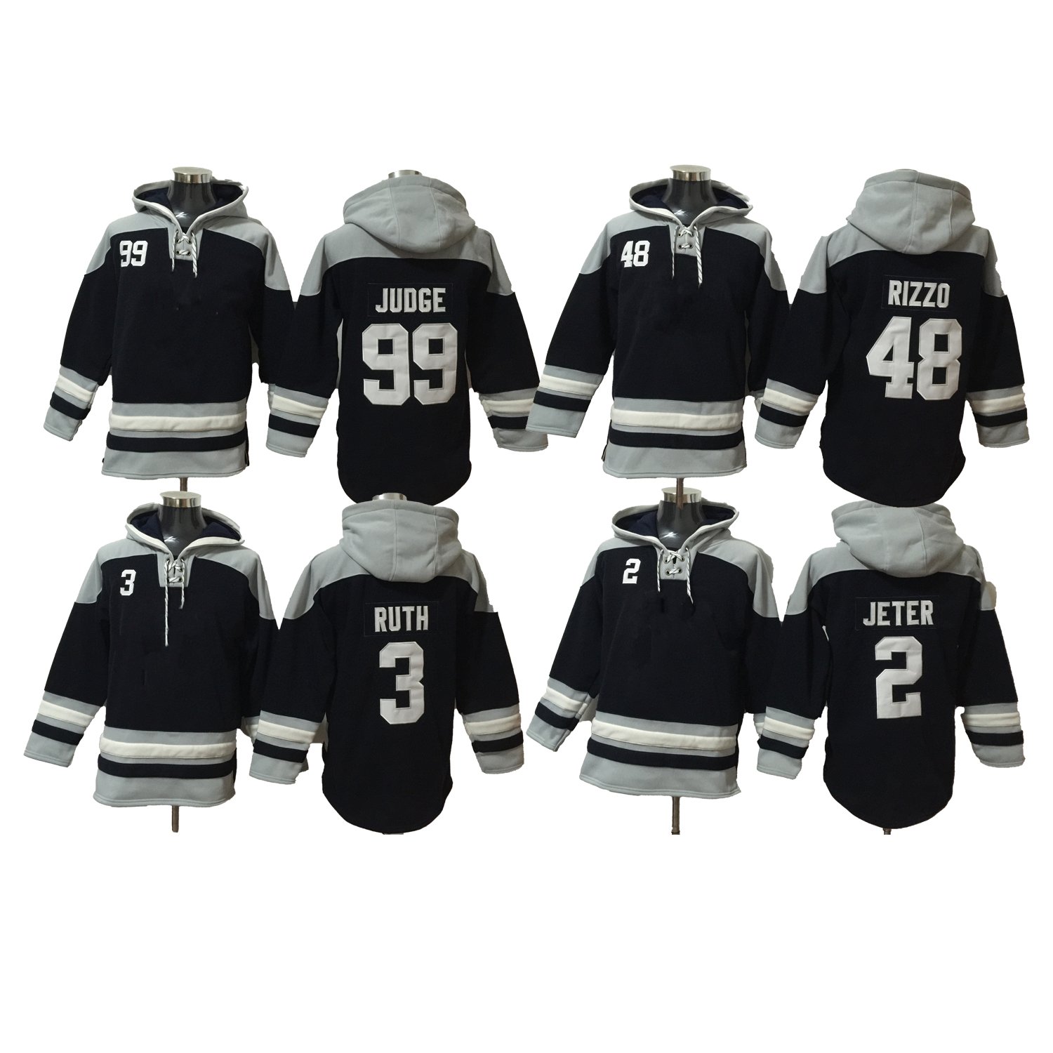 2023 New Stitched American Teams Hockey Jerseys New York 2 Jeter 3 Ruth 48 Rizzo 99 Judge