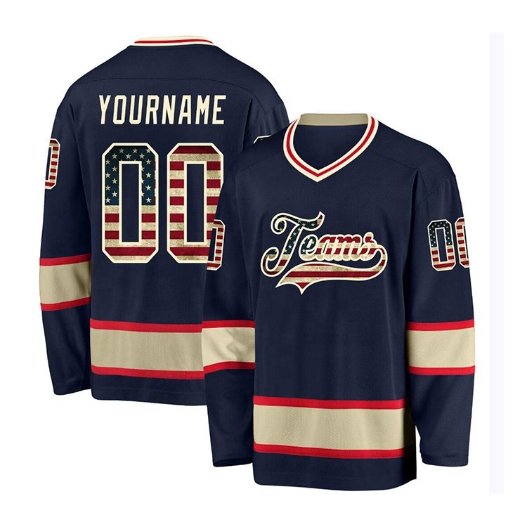 100% polyester team set camouflage custom tackle twill embroidery hockey jerseys