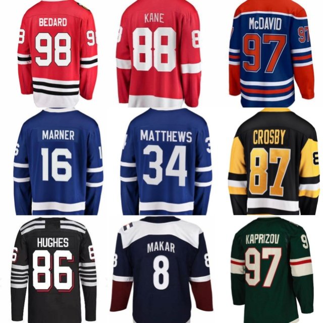 Ice Hockey Jersey 2024 Latest Connor Bedard Nathan MacKinnon Kirill Kaprizov Patrick Kane Connor McDavid Auston Matthews