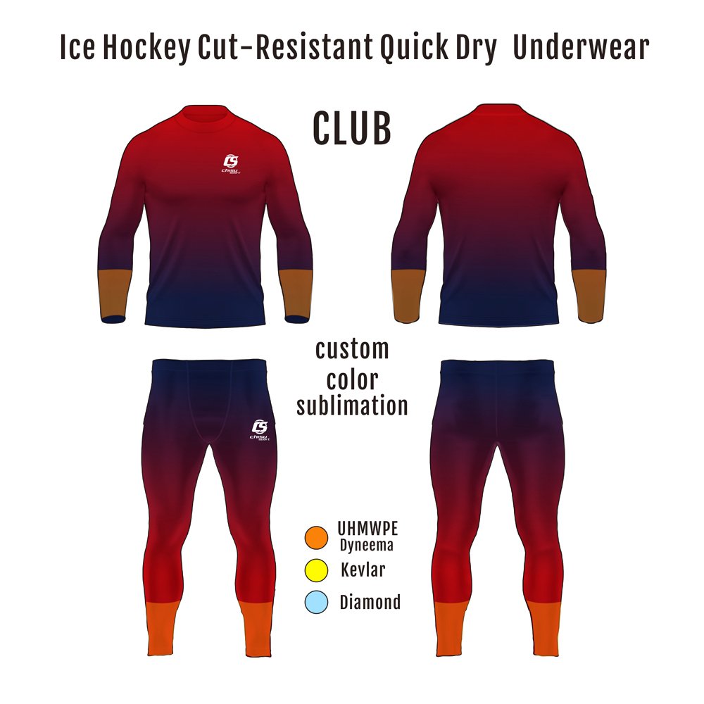 Customizable Sublimation Ice Hockey Underwear Pro Aero Anti-Cut Quick-Drying Diamond UHMWPE Material