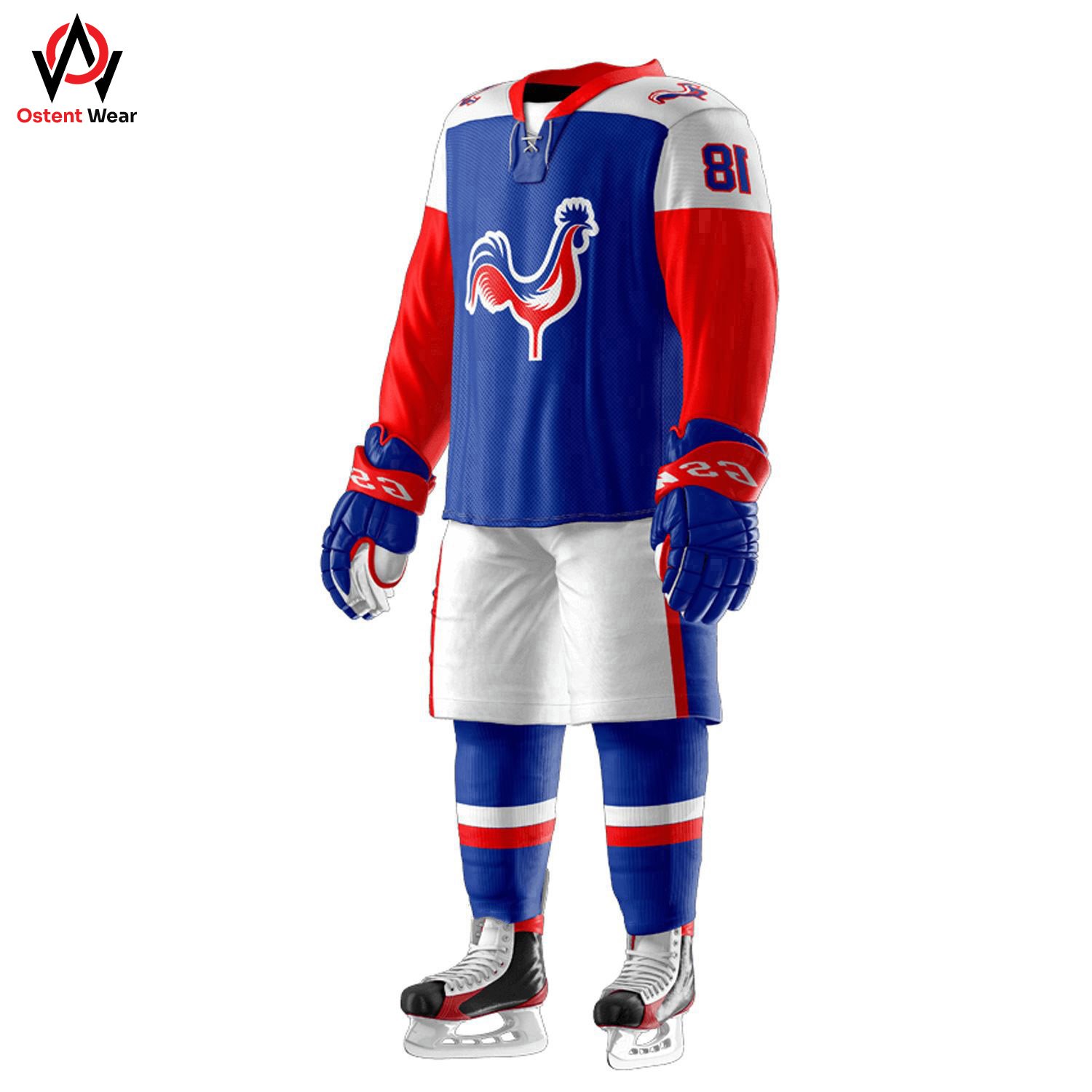 OEM Services Customized Sublimated Ice Hockey Uniforms Comfortable & Breathable Sets with Team Name 'Custom Team'
