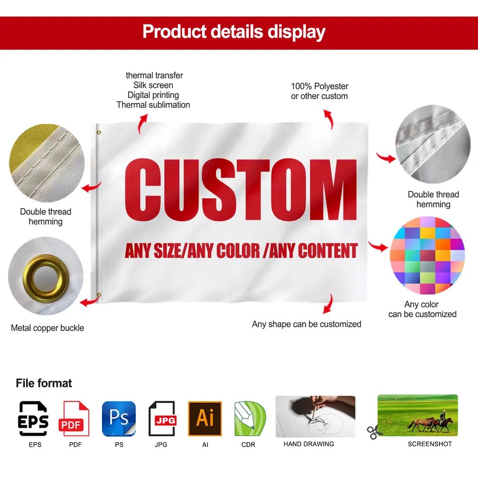 Promotional Product Sports NHL3x5 Ft 100% polyester double-sided brass ring outdoor ice hockey custom flags