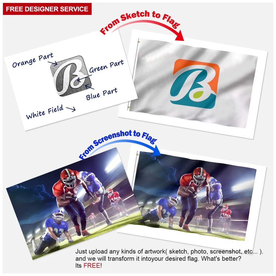 Promotional Product Sports NHL3x5 Ft 100% polyester double-sided brass ring outdoor ice hockey custom flags