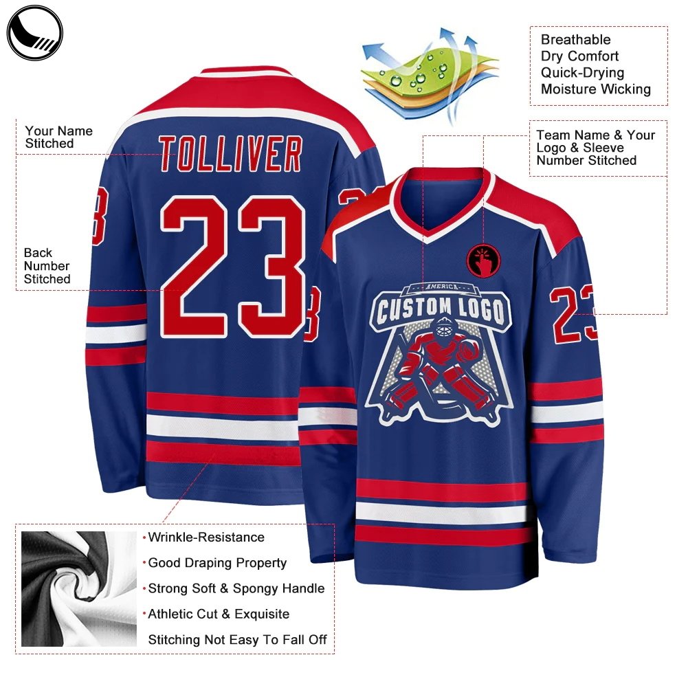 BETHERIVAL Manufacturer wholesale breathable reinforced stitching 100% polyester hockey jerseys