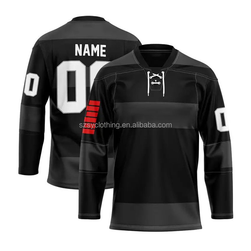 Wholesale cheap custom unisex ice hockey training jersey sublimation lace hockey jersey blank