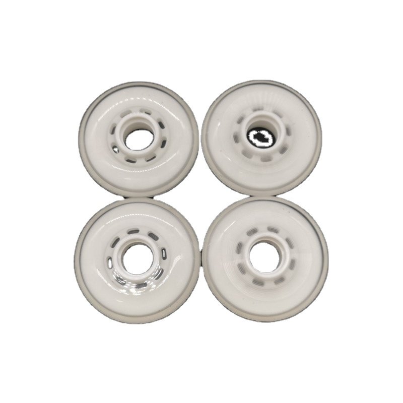 Factory Sale OEM 74A 76A soft hardness super durable high rebound PU casting 80mm double layer roller inline hockey wheels