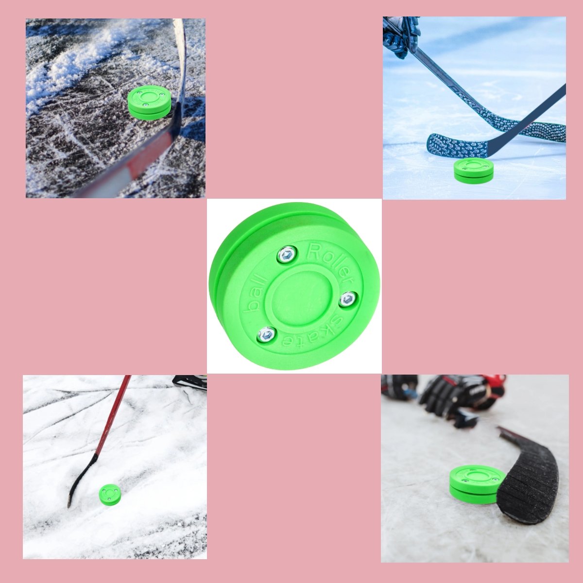 Durable 2.5Cm Thick Lightweight Ice Hockey Puck For Roller Hockey And Training Shock-Absorbing Green Hockey Bag