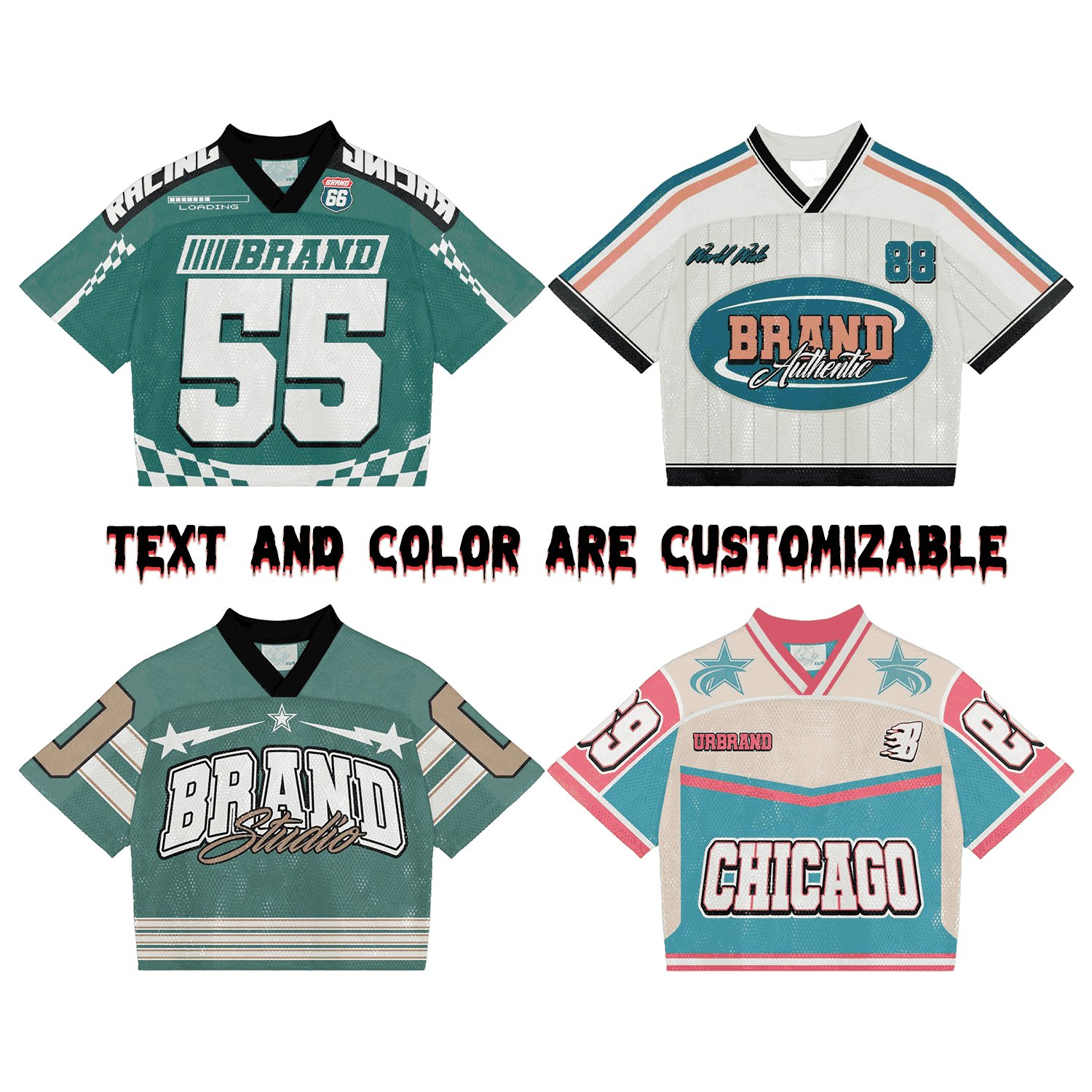 Men Good Quality Vintage Streetwear Custom Made Mesh Oversized Boxy T-shirt Cropped Top ice Hockey Football Jerseys T-shirt Men