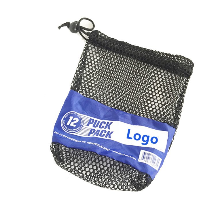 Premium Drawstring Mesh Bag Sport Gym Ice Hockey Mesh Bag Custom Logo Polyester Mesh Drawstring Bag