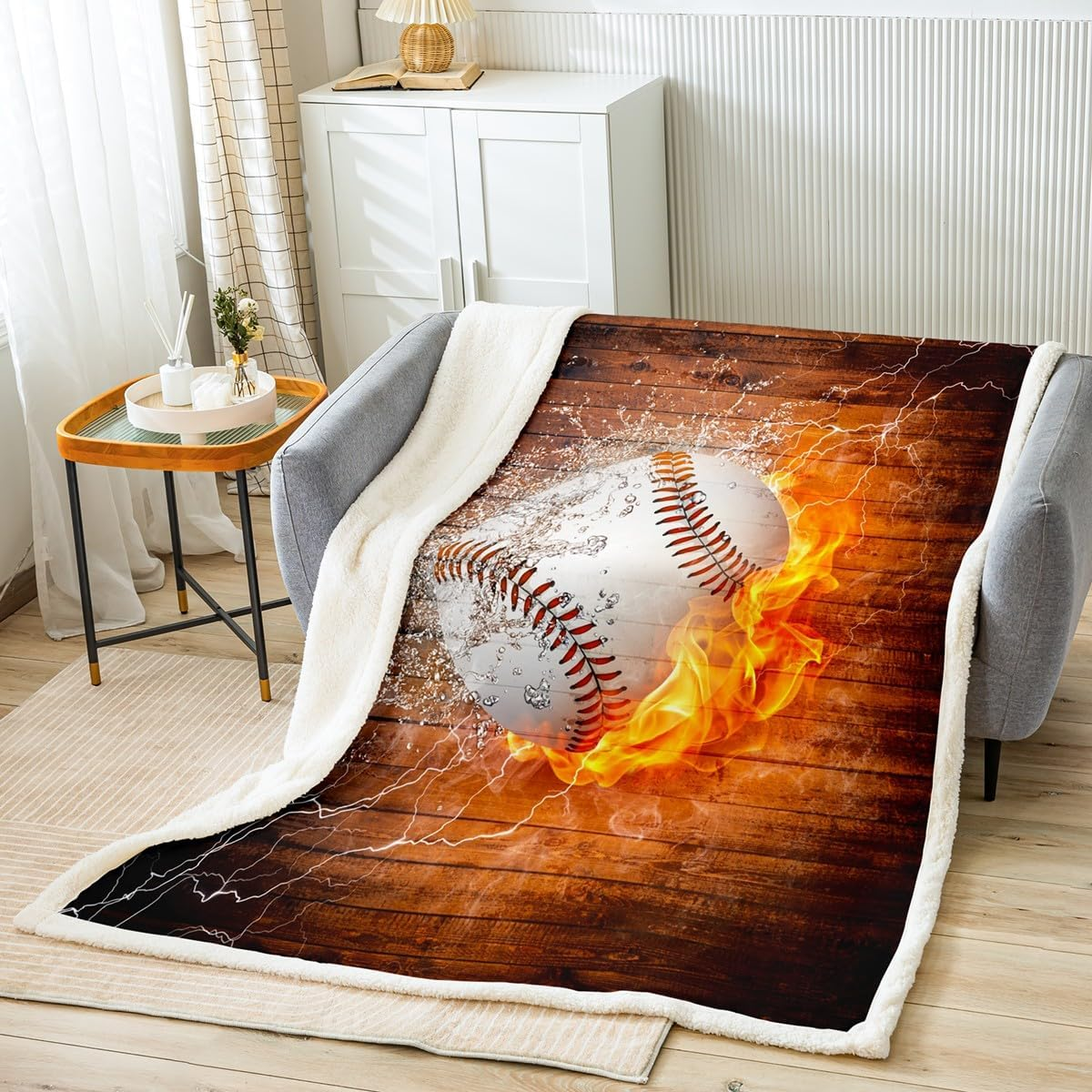 Ice Hockey Fuzzy Blanket Hockey Sports Event Fleece Throw Blanket for Bed Sofa Eat Sleep Hockey Sherpa Blanket Winter Sports