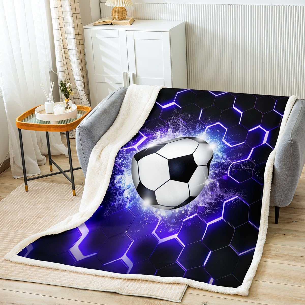 Ice Hockey Fuzzy Blanket Hockey Sports Event Fleece Throw Blanket for Bed Sofa Eat Sleep Hockey Sherpa Blanket Winter Sports
