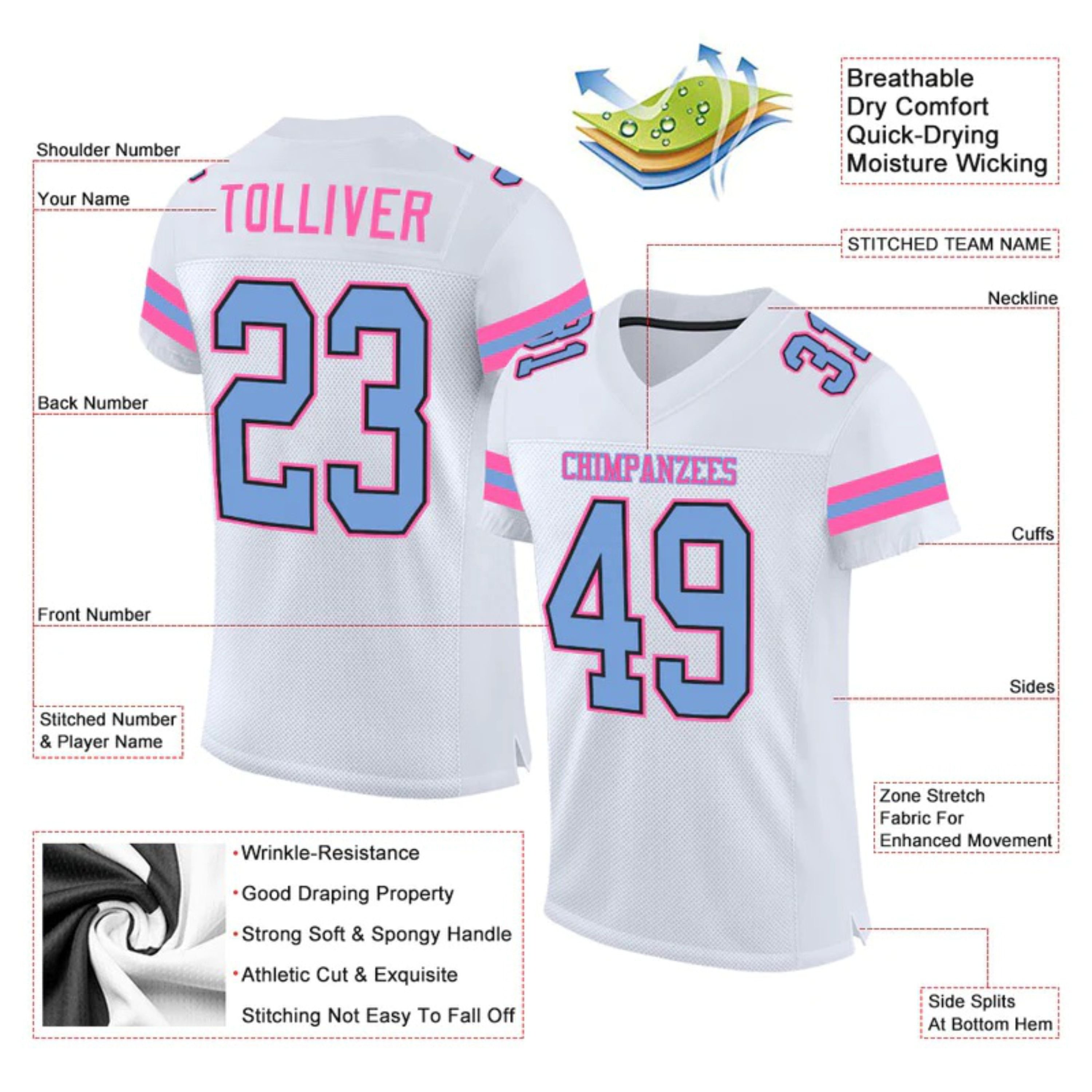 Wholesale 100%Polyester Tackle Twill Fabric Sublimated Custom Team Hockey Jerseys Custom Ice Hockey Uniform Sportswear Football