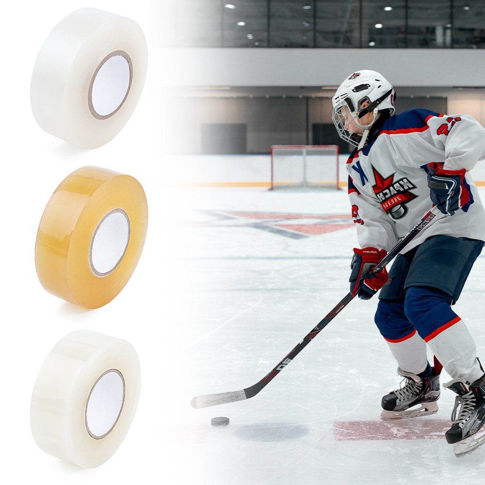 Customizable logo prints black/white/clear ice hockey tape