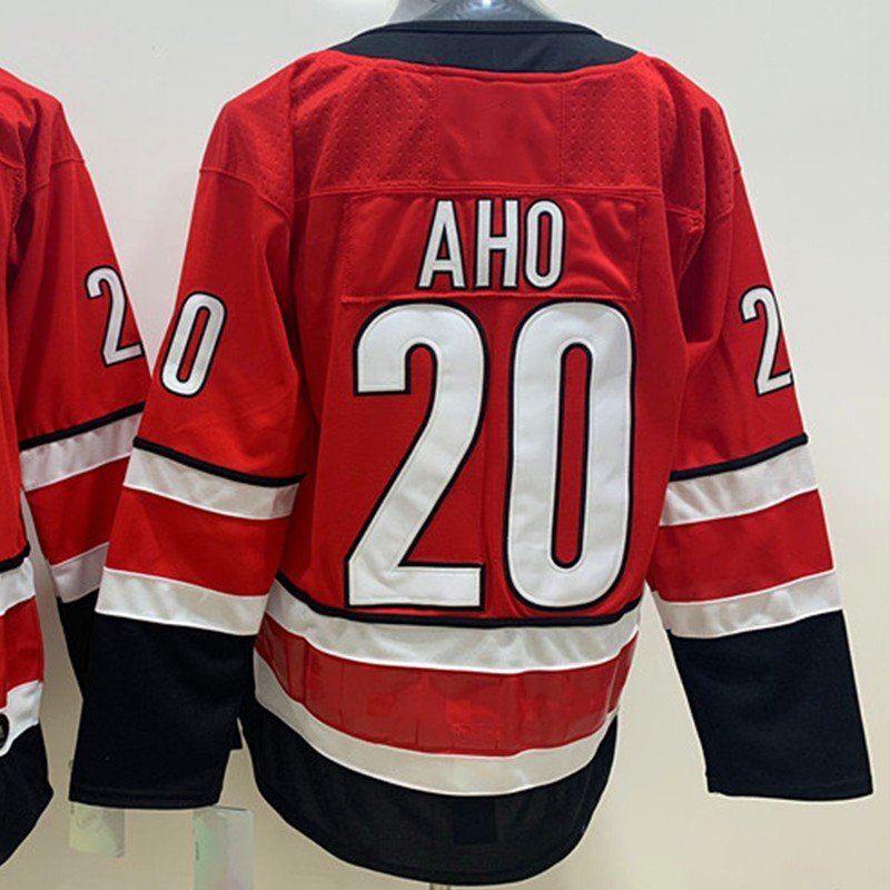 #37 Andrei Svechnikov #20 Sebastian Aho Jerseys #31 Frederik Andersen #8 Brent Burns -Staal Hockey Jersey