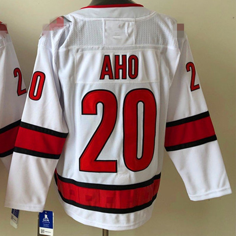 #37 Andrei Svechnikov #20 Sebastian Aho Jerseys #31 Frederik Andersen #8 Brent Burns -Staal Hockey Jersey