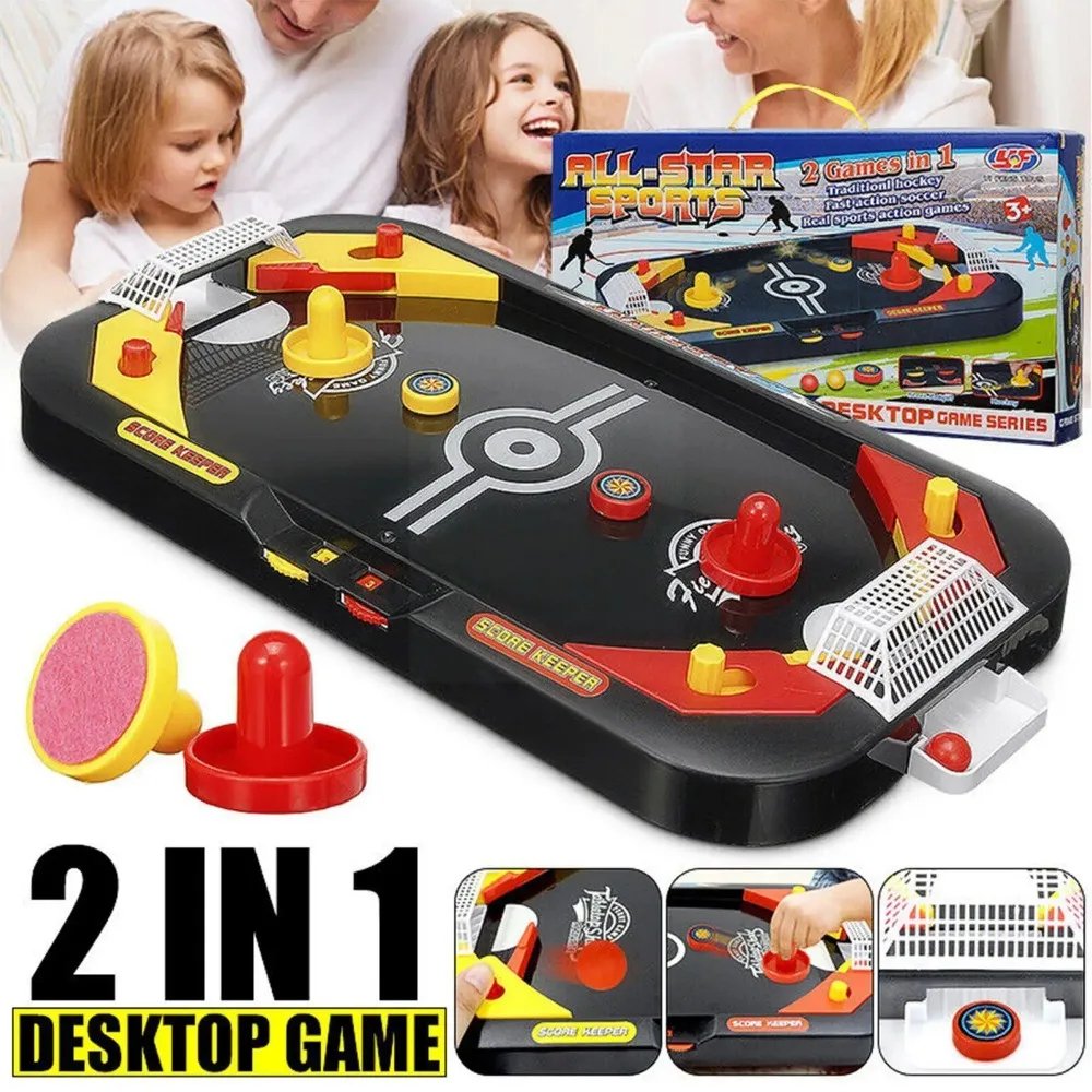 1Pc Table Ice Hockey Mini Table Games Hockey Competition for Two Educational Plaything (Black) Air