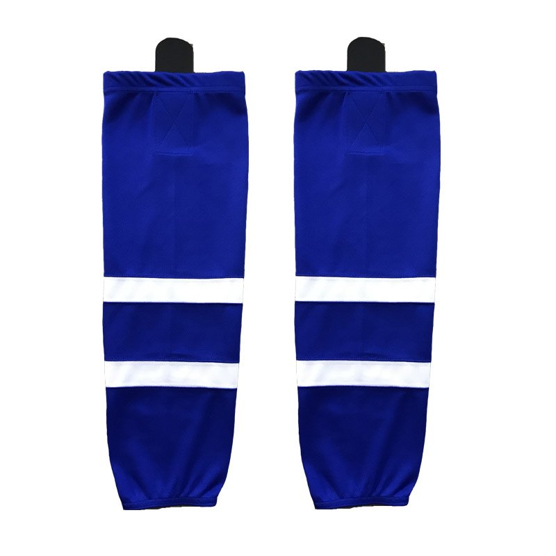 Custom Comfortable dark blue ice hockey socks with white crossover fabric