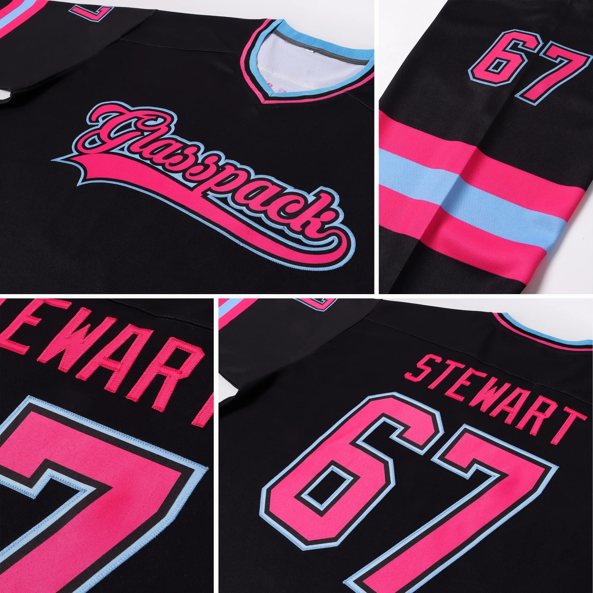 OEM Wholesale Custom Design Team League Professional Polyester Customized Embroidery Tackle Twill Ice hockey jersey