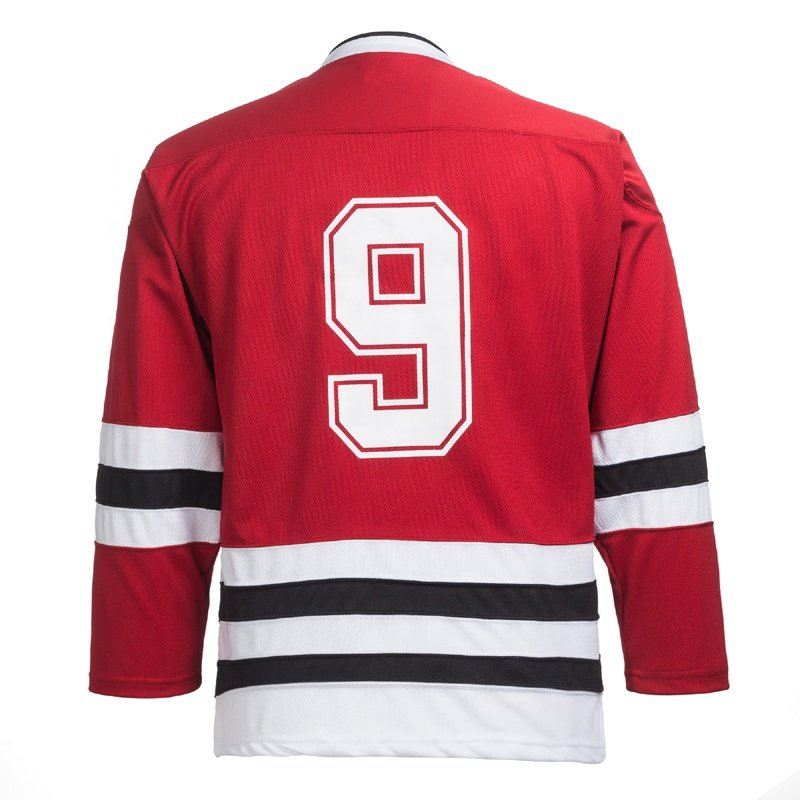 100% Polyester Embroidery Red Chicago Blackhawks Ice Hockey Jersey