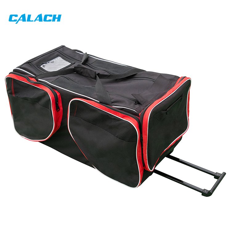 Black waterproof nylon oxford fabric 600d ice hockey bag custom hockey bag ice rolling hockey equipment bag wheels