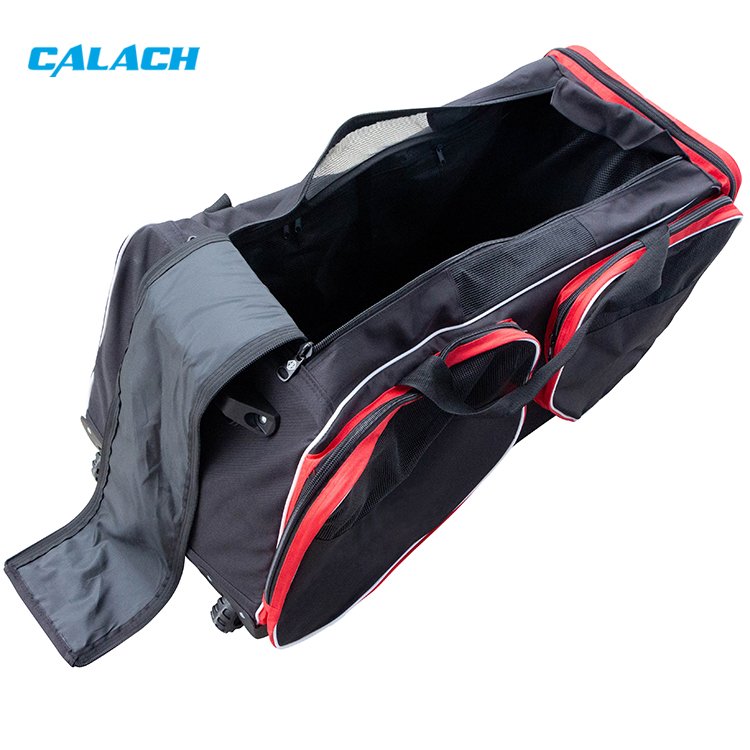 Black waterproof nylon oxford fabric 600d ice hockey bag custom hockey bag ice rolling hockey equipment bag wheels