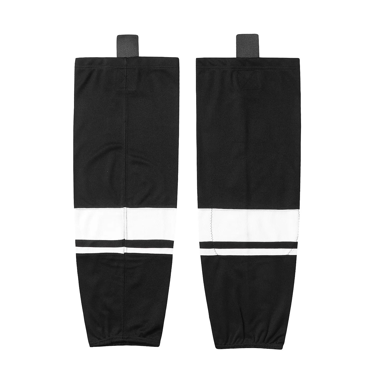 Wholesale 100% polyester cheap sublimation blank lightweight hockey jersey socks black and white