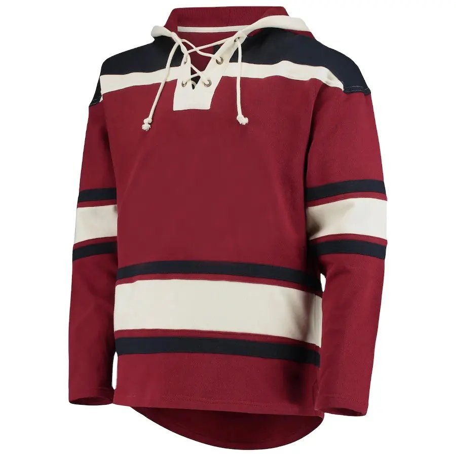OEM sublimation youth hockey jersey hoodies with lace wholesale cheap polyester ice hockey hoodie sweatshirts for men