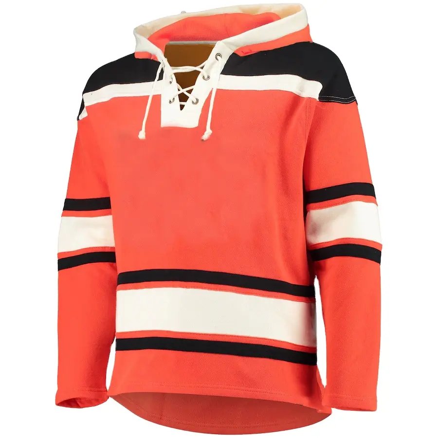 high quality blank men's hoodie hockey jerseys sublimated embroidery hockey hoodies with laces up pullover casual hoodie