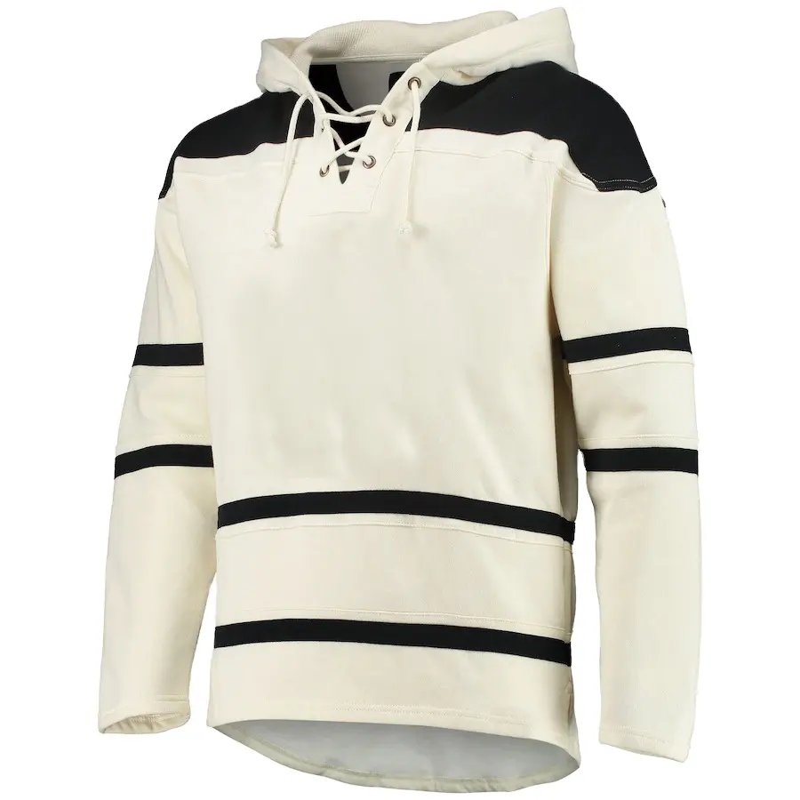 high quality blank men's hoodie hockey jerseys sublimated embroidery hockey hoodies with laces up pullover casual hoodie