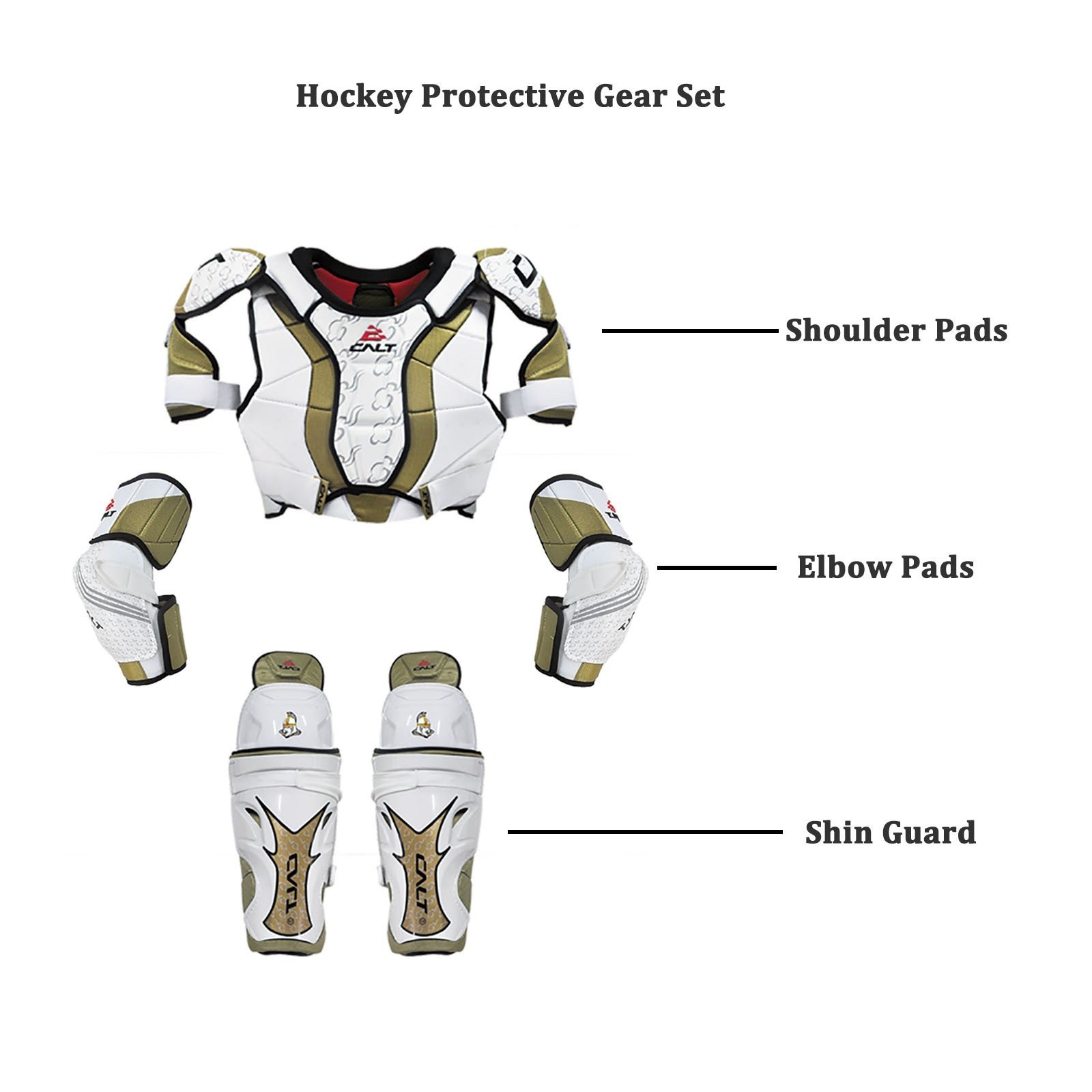 Custom Designed Men's Complete Set Ice Hockey Protective Gear Shin Elbow Knee Chest Guards with Face Protection for Training