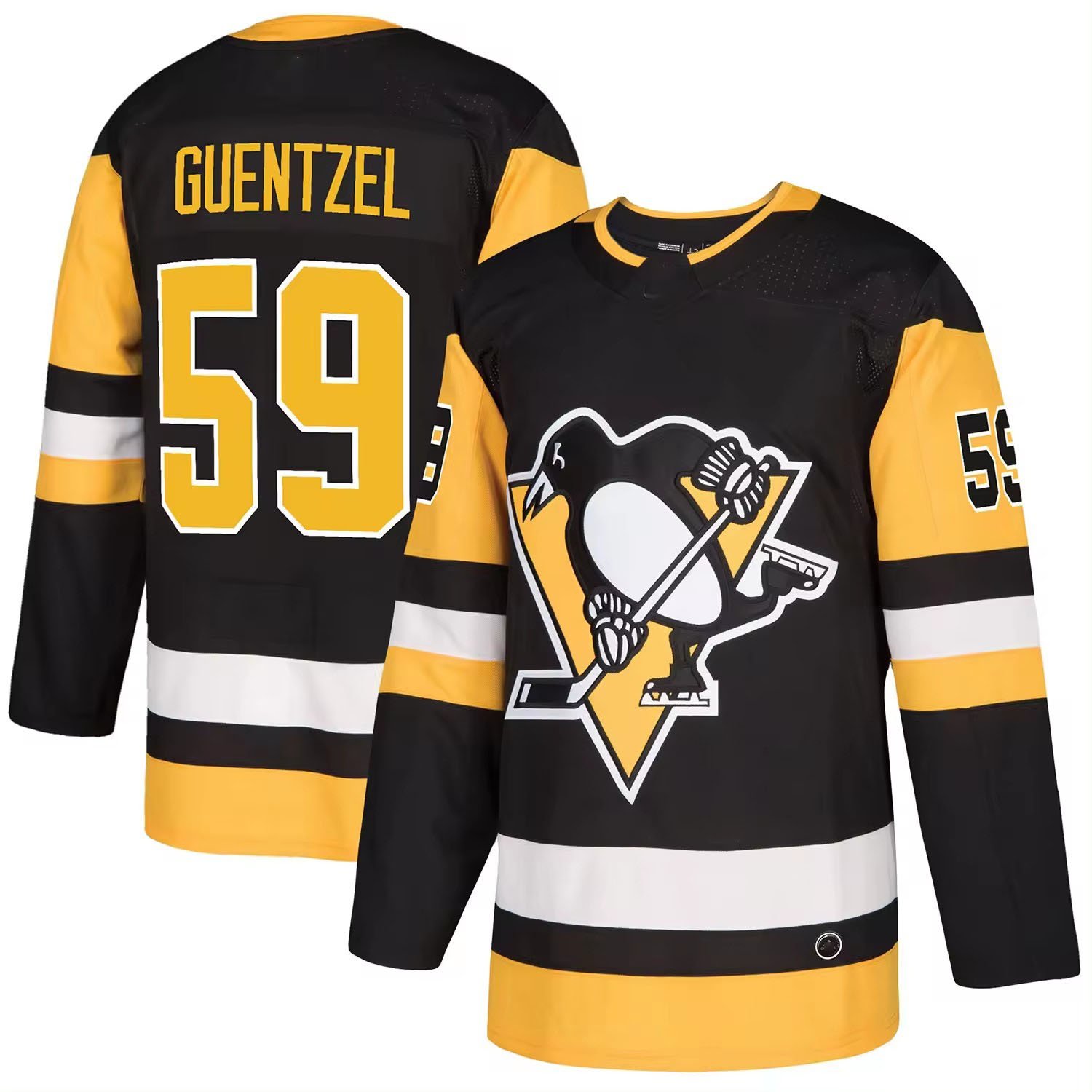 Men's Pittsburgh 66 Mario Lemieux 59 Jake Guentzel 87 Sidney Cros-by 71 Evgeni Malkin 58 Kris Letang Stitched Hockey Jersey