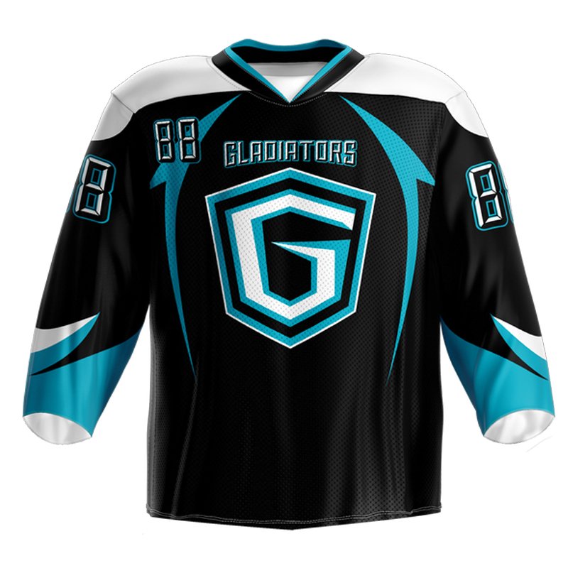 High quality sublimation embroidered long sleeve custom man ice hockey jersey and socks embroidery