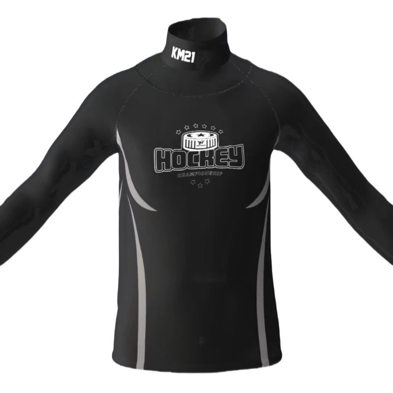 Ice Hockey Neck Guard Adult Top Guard Shirt Raglan Sleeves Breathable Poly Ice Hockey Baselayer Shirt