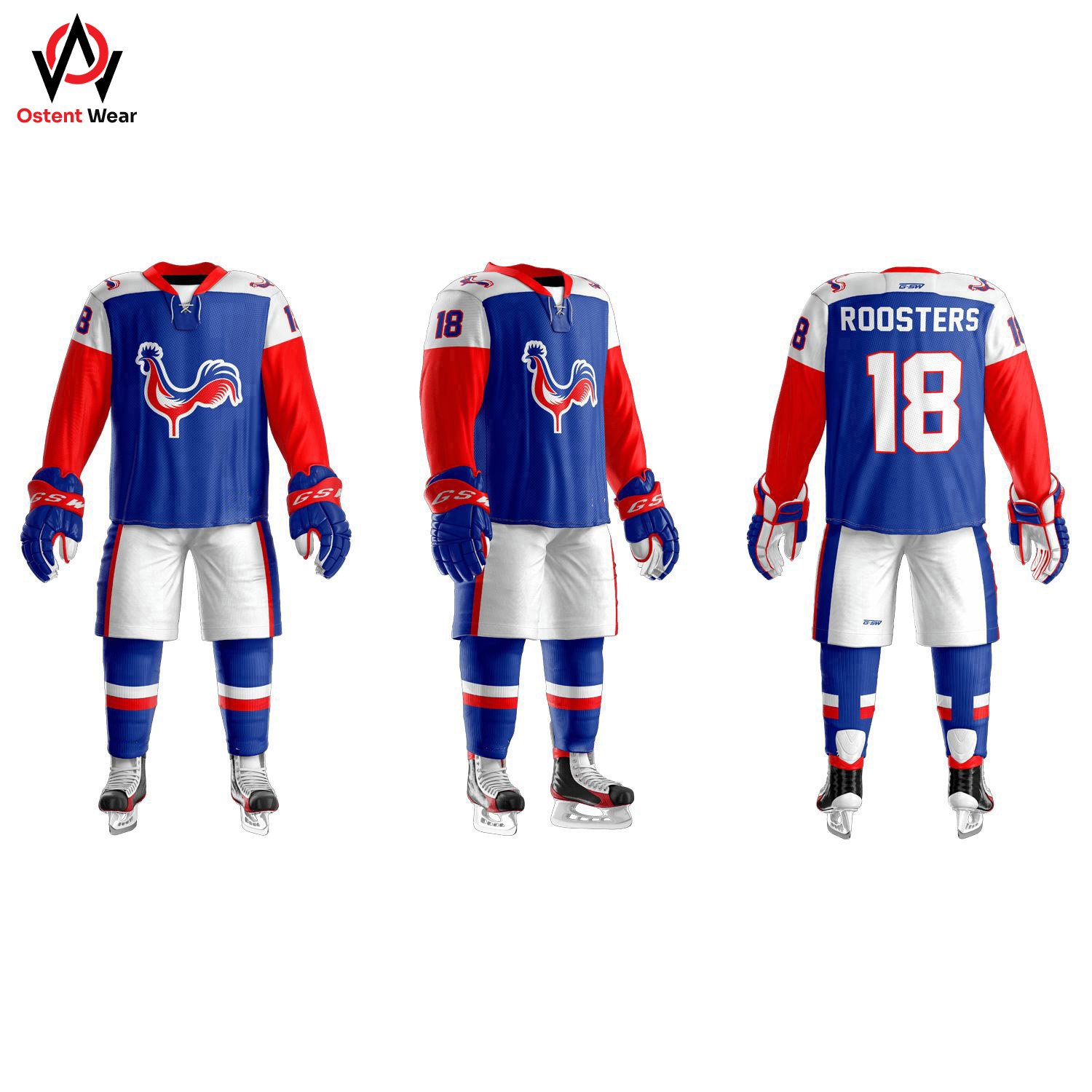 Custom Team OEM Services Comfortable & Breathable Ice Hockey Uniforms Sublimated Set with Printing Technics