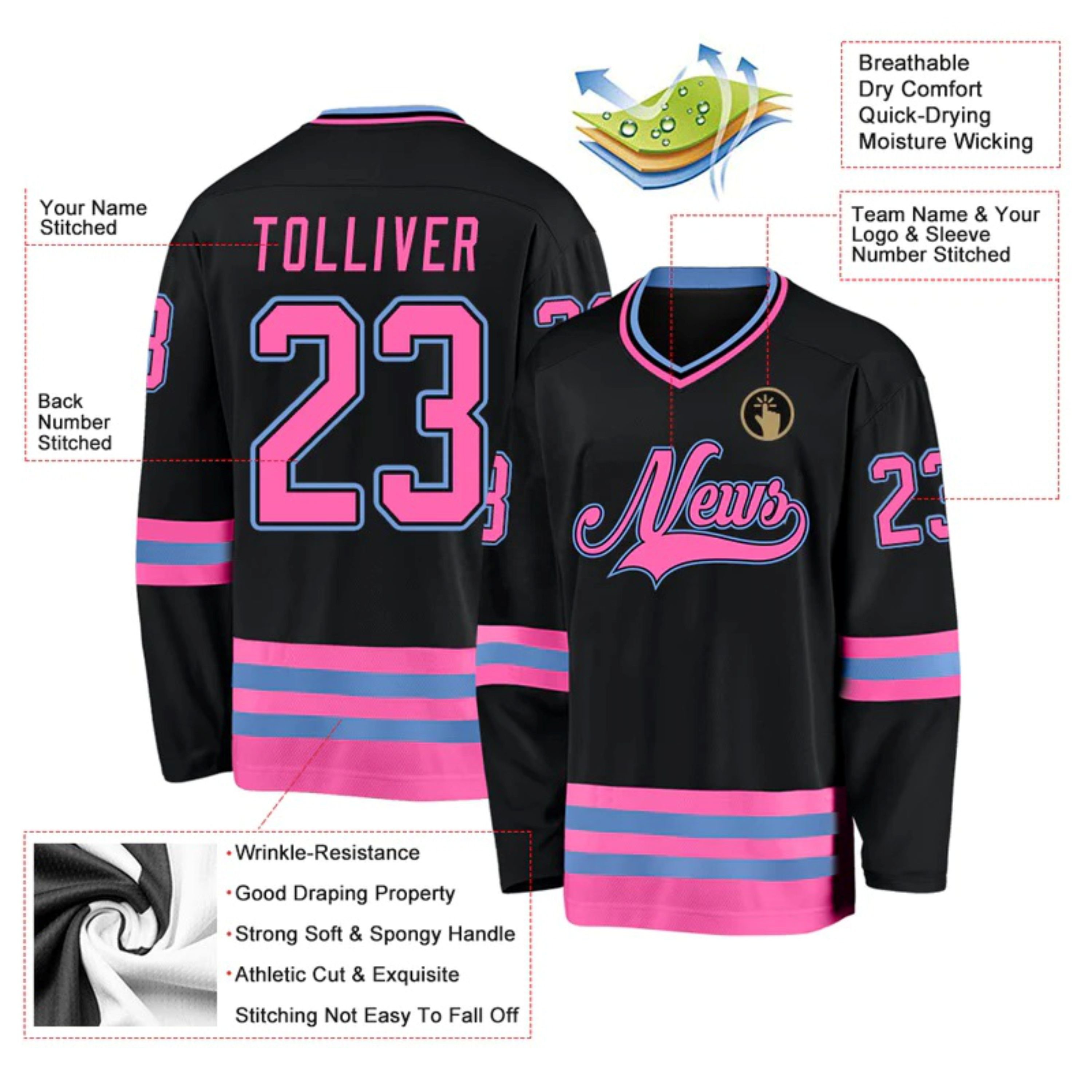 Top Quality Team Hockey Jersey Wholesale High Quality Custom Made Professional Hockey Jerseys Uniform Mesh Sublimated Mesh