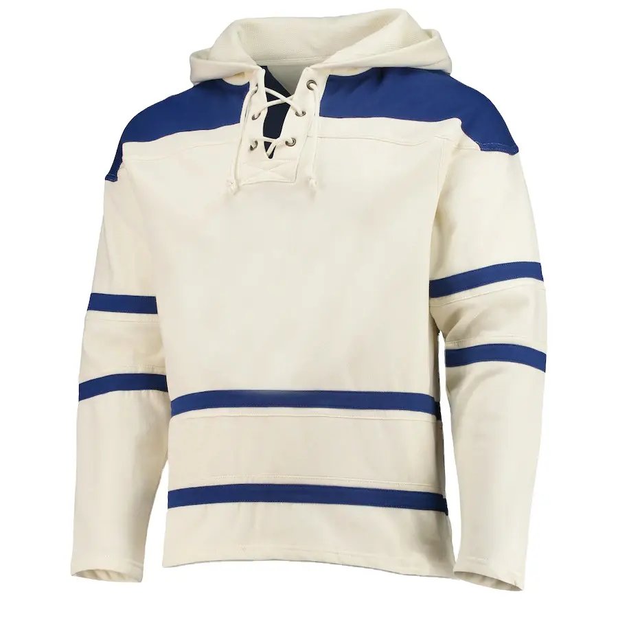 wholesale customize logo ice hockey jersey hoodies with lace sublimated polyester men's hockey hoodie sweatshirts