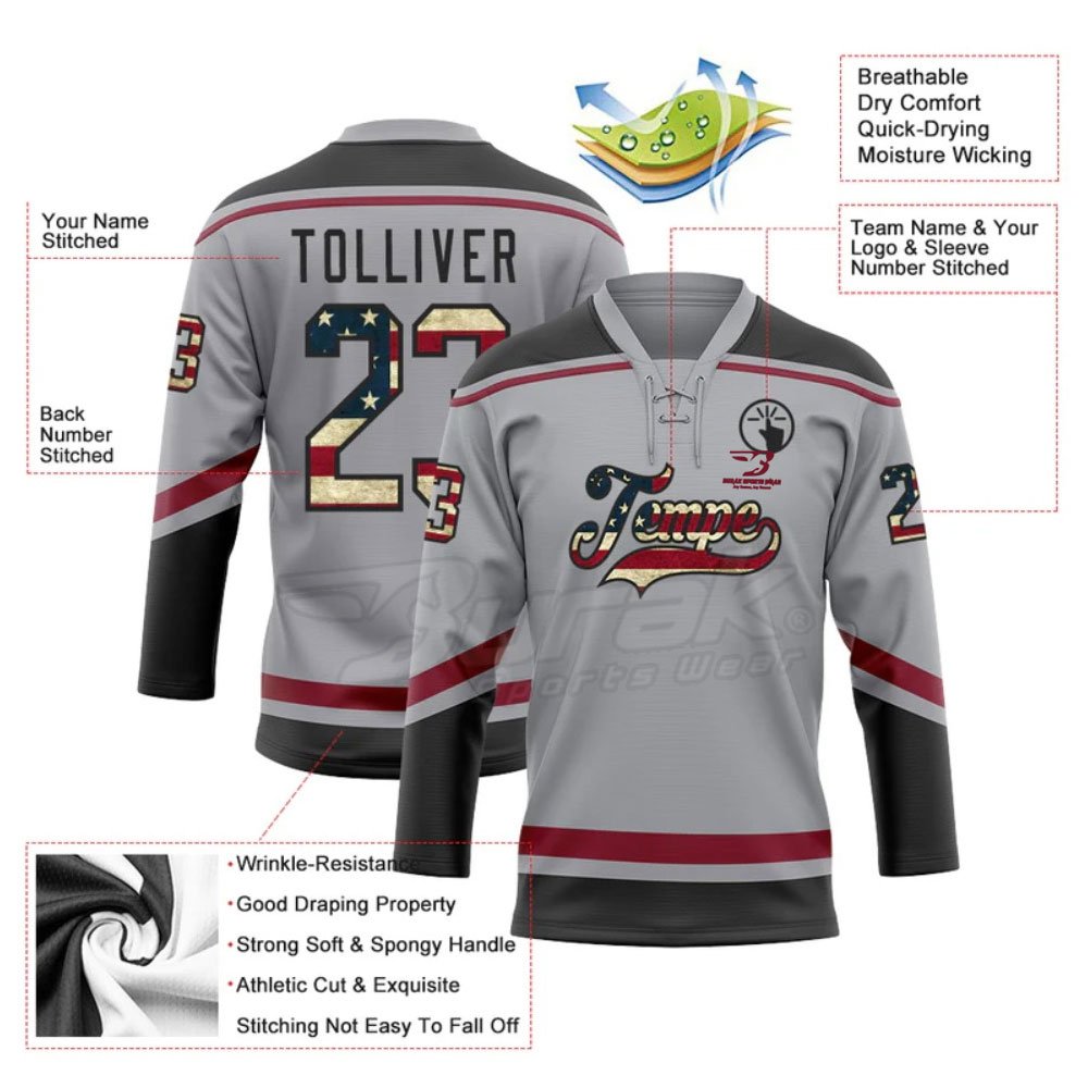 100% Polyester Reversible Sublimated Hockey Jersey Customized Lightweight Ice Hockey Jersey