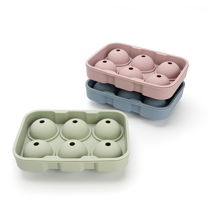 Wholesale Custom Bpa free Silicone ice cream mold 6 Cavity ice ball mould ice cube tray with lid