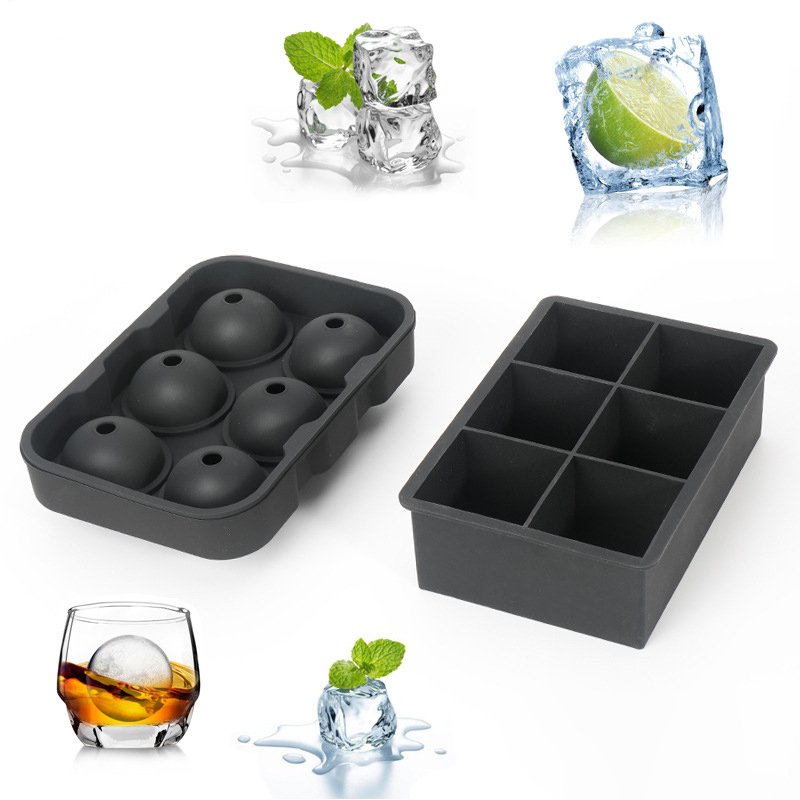 Wholesale Custom Bpa free Silicone ice cream mold 6 Cavity ice ball mould ice cube tray with lid