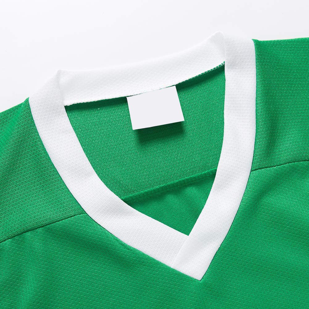 Adult kids team wear 100%polyester mesh long sleeve sport top shirt V-neck quick dry loose color block uniforms hockey jersey