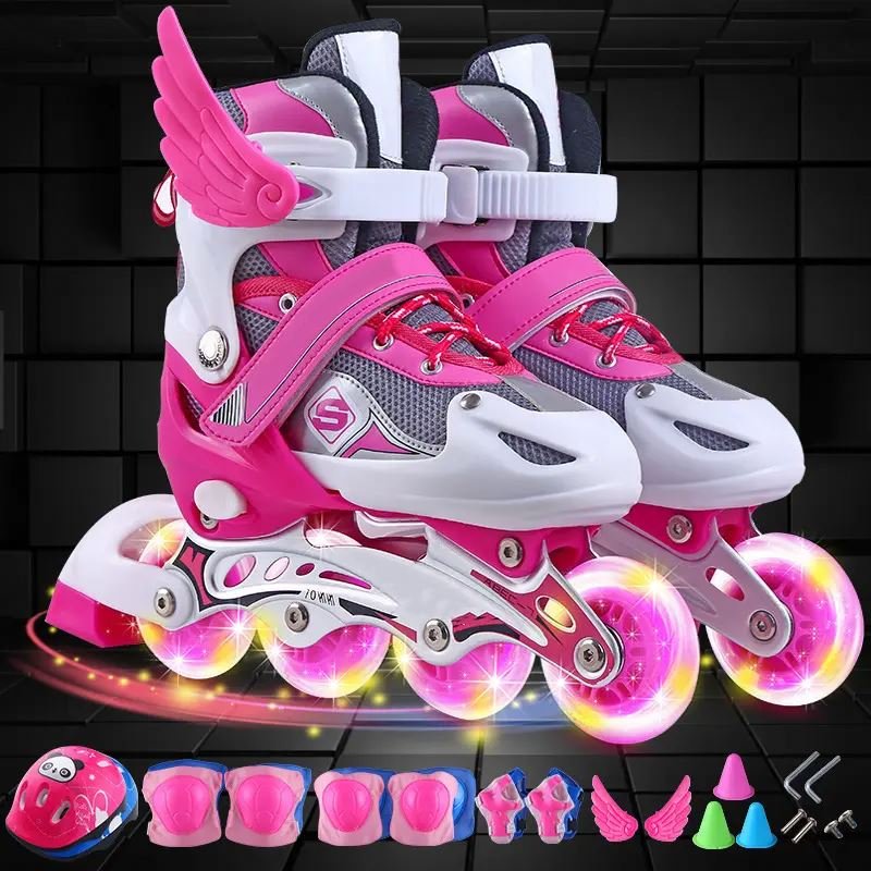 Kids roller rink for rental 4 sizes adjustable nylon shell ice hockey skate with comfortable mesh liner for sales