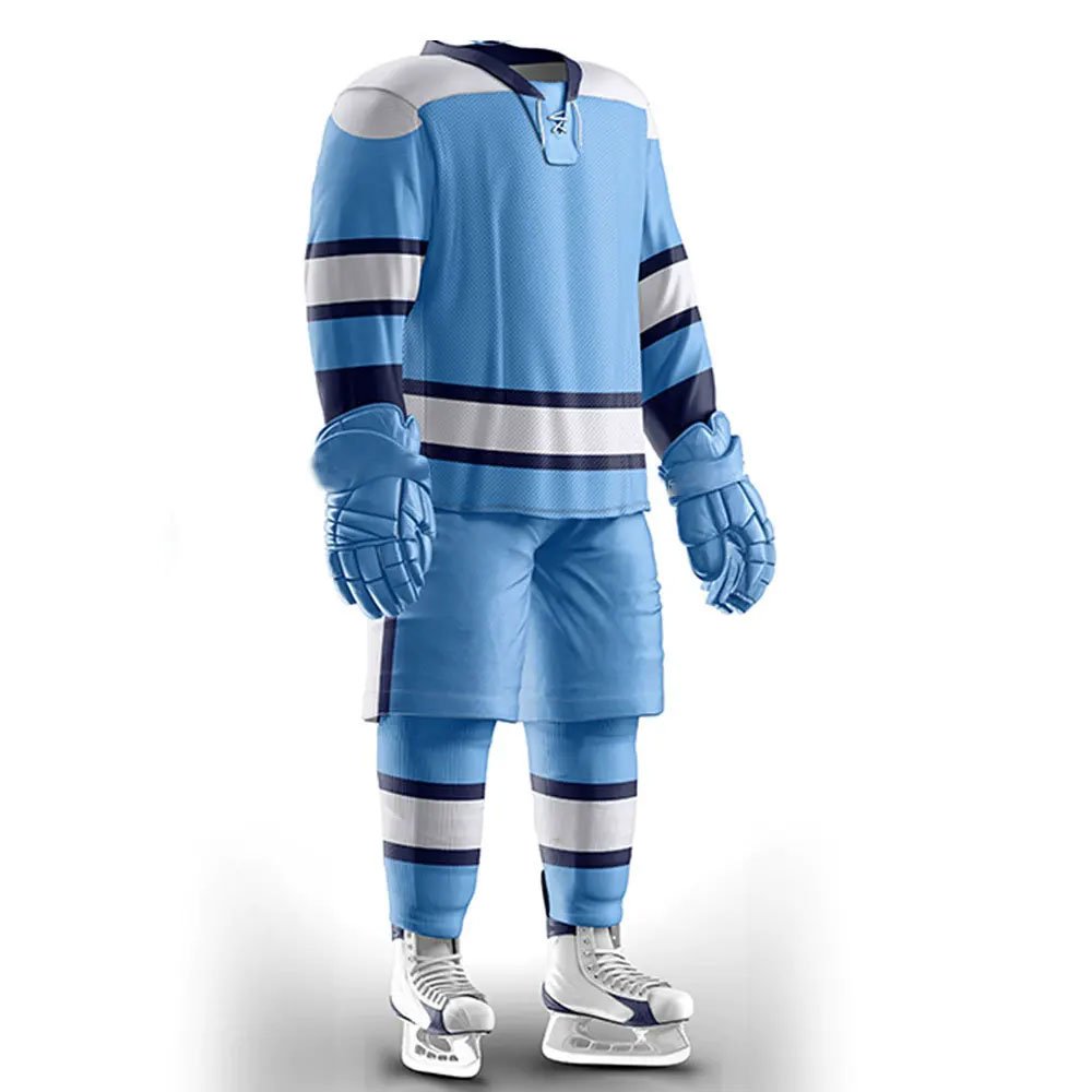 Slim Fit Plain Color Ice Hockey Uniform Quick Dry Full Sleeve Shirts & Shorts Unisex Ice Hockey Uniform For Online Sale