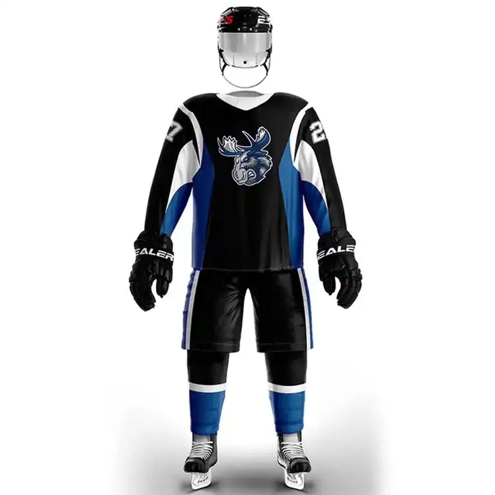 Slim Fit Plain Color Ice Hockey Uniform Quick Dry Full Sleeve Shirts & Shorts Unisex Ice Hockey Uniform For Online Sale