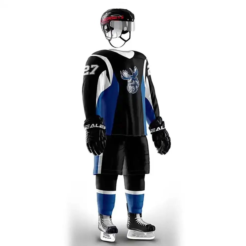 Slim Fit Plain Color Ice Hockey Uniform Quick Dry Full Sleeve Shirts & Shorts Unisex Ice Hockey Uniform For Online Sale
