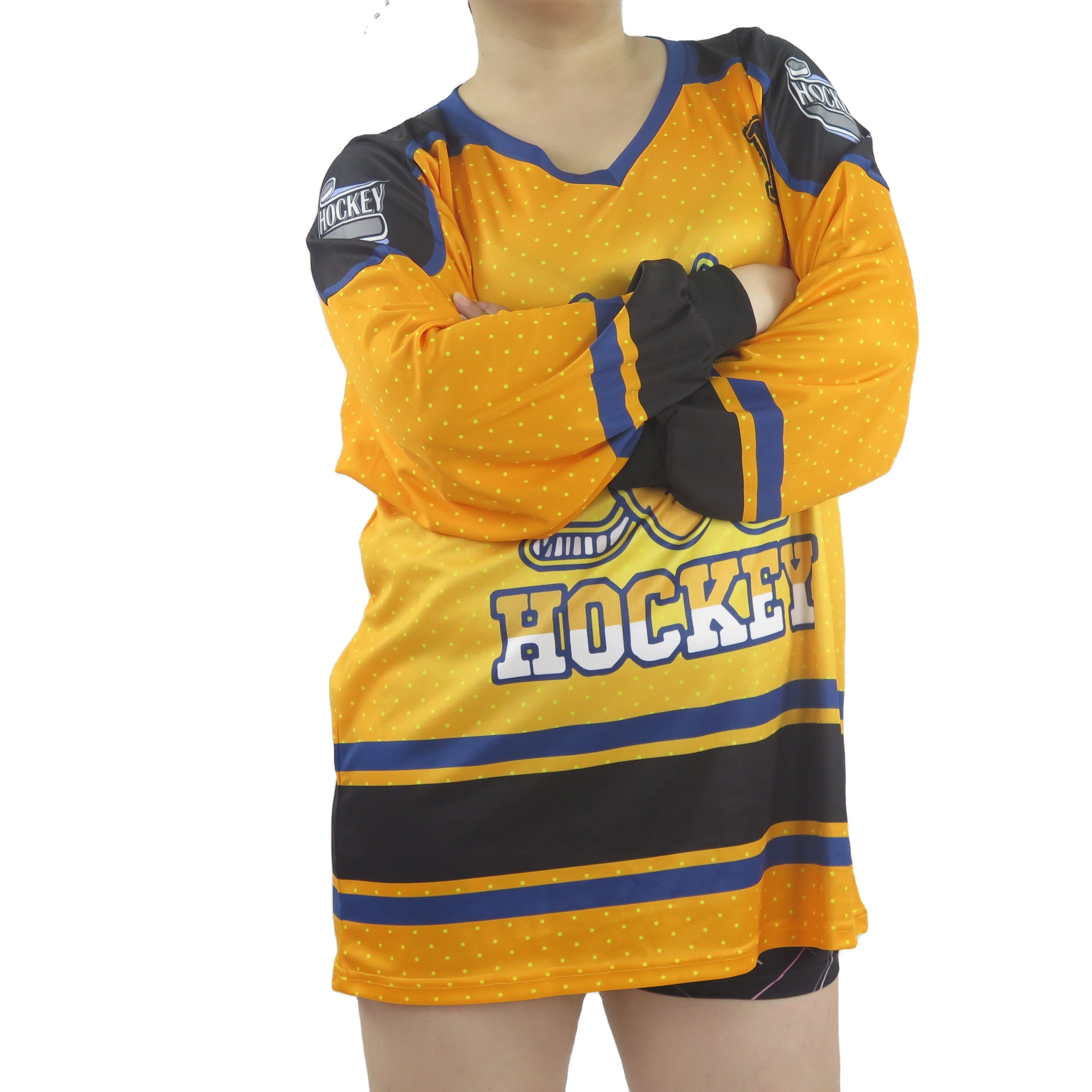 Ice Hockey Shirts Custom Hockey Jersey Golden Sublimation Unisex OEM Customized Technics Logo Style Team Jersey