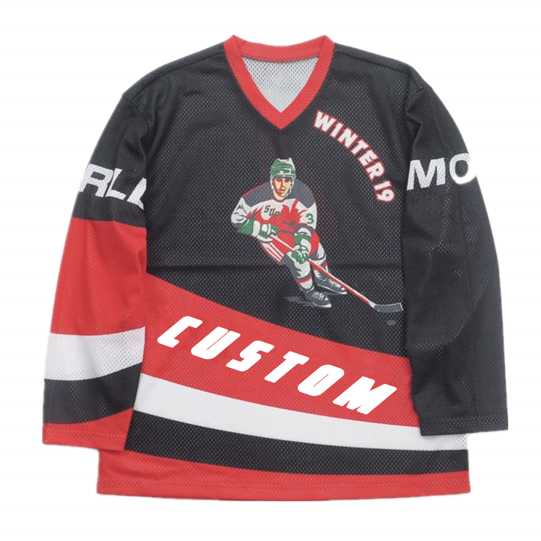 Men mesh streetwear hockey jerseys sublimation print ice hockey jerseys