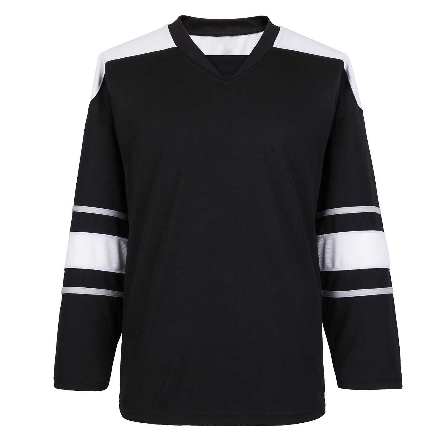 Wholesale 100% polyester cheap sublimation blank lightweight hockey jersey socks black and white